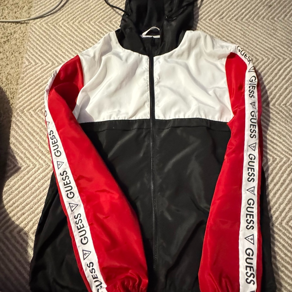 Guess Black, White, and Red Logo Windbreaker - Picture 2 of 8